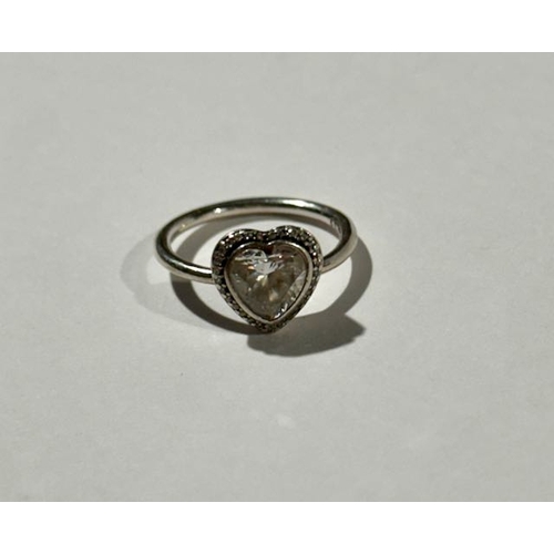 973 - Pandora Sparkling Love Heart Ring