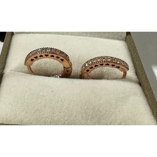 974 - Pandora Rose Pave Heart Hoop Earrings