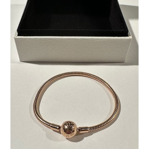 976 - Pandora Moments Snake Chain Bracelet Rose Gold Plated- 17cm Approx RRP £110