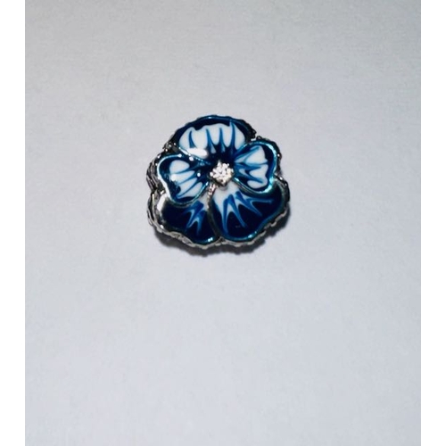 981 - Pandora Blue Pansy Flower Charm