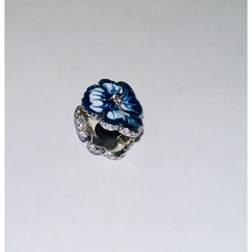 981 - Pandora Blue Pansy Flower Charm