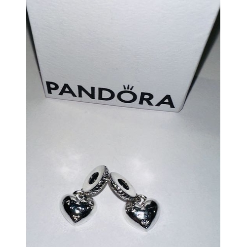 982 - Pandora Mother & Daughter Hearts Dangle Charm Duo ( You're Always In My Heart)