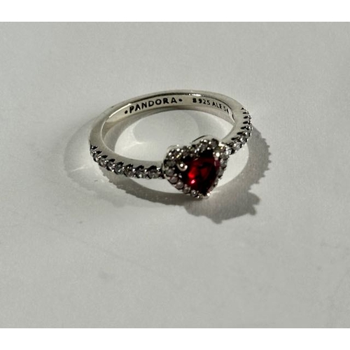 992 - Pandora Sparkling Red Elevated Heart Ring