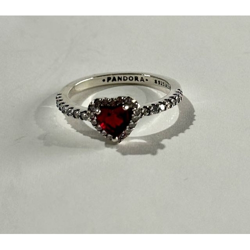 992 - Pandora Sparkling Red Elevated Heart Ring