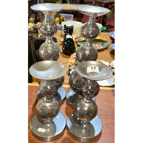 17 - 2 x Pairs Of Mosiac Candle Holders