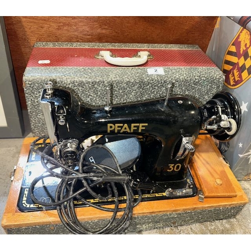 2 - Vintage Cast Pfaff Sewing Machine With Cover