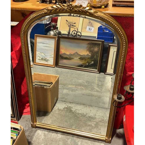 93 - Gilt Framed Bevelled Mirror With Arched Top