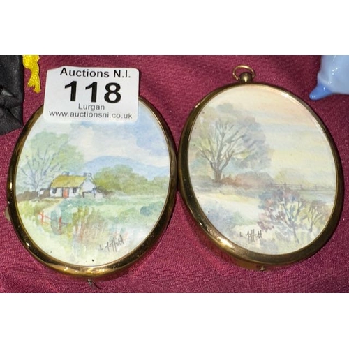 118 - Pair of Miniature Watercolours by Lynda Moffett