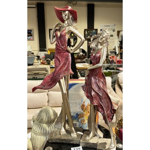 139 - Pair of Tall Contemporary Lady Statues RRP £60