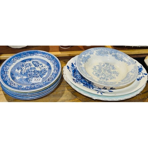 177 - Collection of Vintage Platters & Blue & White Plates