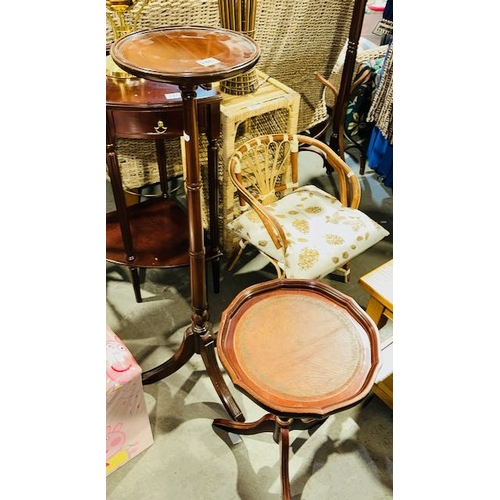 246 - Inlaid Wine Table + Plant/Lamp Stand