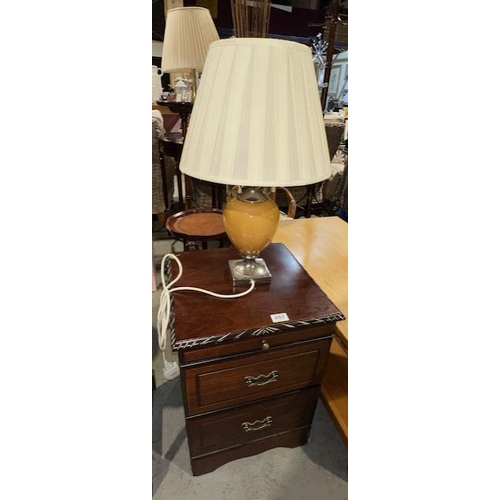 253 - 2 drawer Bedside cabinet + Table lamp & Shade