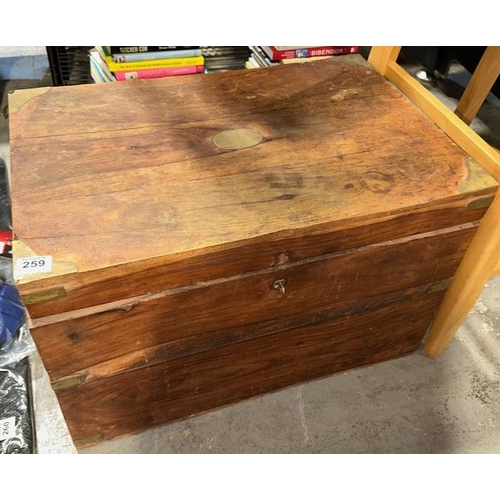 259 - Brass Bound Indian Oak Storage Chest