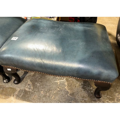 276 - Large Teal leather Footstool With Stud Detail