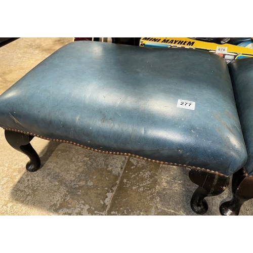 277 - Large Teal leather Footstool With Stud Detail