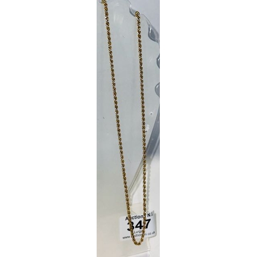 347 - 9ct Gold Rope Necklace - 32