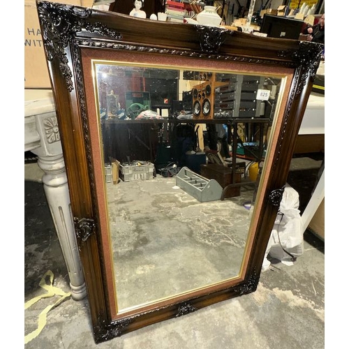 825 - Large Ornate Wood Framed Bevelled Mirror