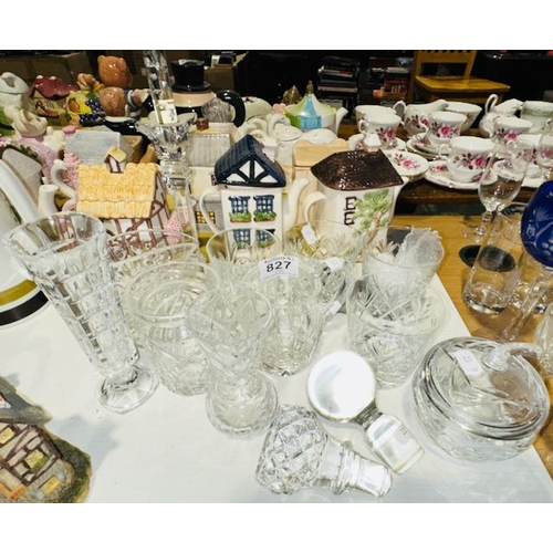 827 - Lot Of Crystal & Cut Glass Incl Whisky Glasses