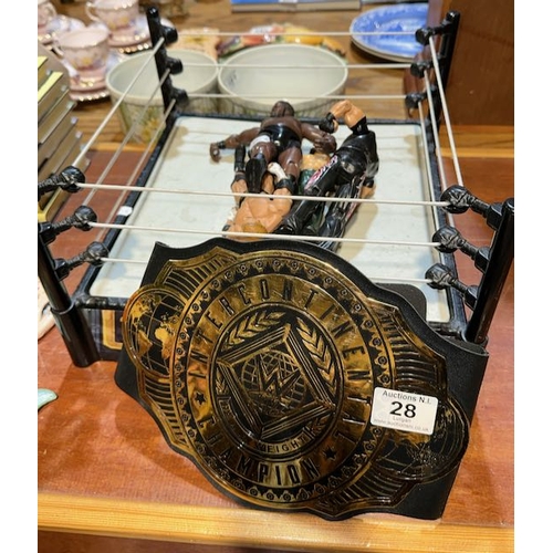 28 - Wrestling Ring + Wrestlers + Belt