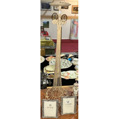 38 - Tall Metal Candle Holder + Pr of Celtic Picture Frames