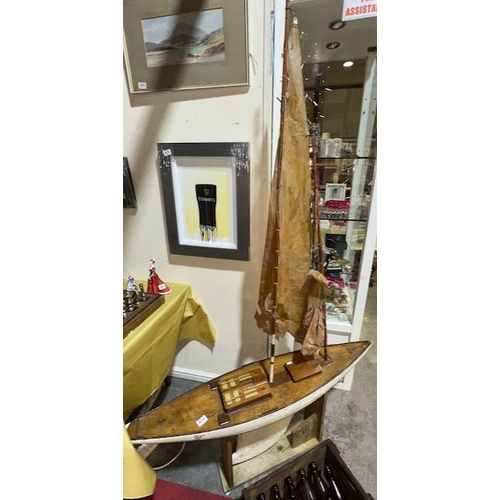 474 - Extra Large Wooden Sail Boat on Stand