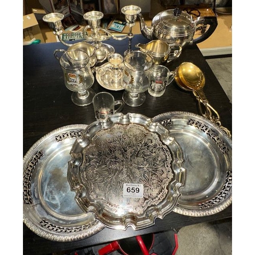 659 - Large Lot Of Silver Plate