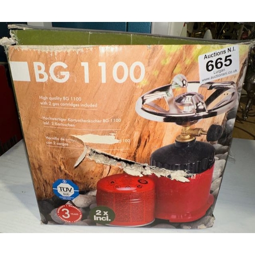 665 - Boxed Camping Stove With 2 x Cylinders