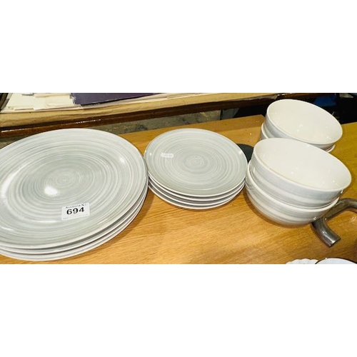 694 - 12pc Sabicci Grey Breakfast/Dinner Set