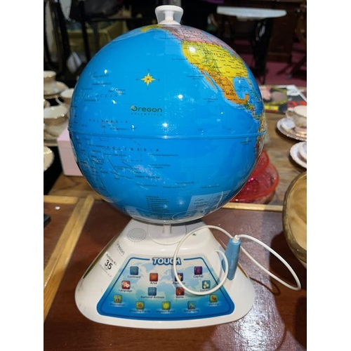 35 - Oregon Scientific Touch Tabletop Globe - Battery Operated/Untested