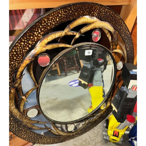 56 - Large Circular Metalwork Mirror