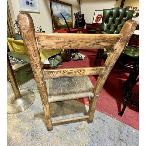 424 - Original 19th Century c1880s Irish County Down Sugan Chair -  (Bottoms of Legs Are Worn Down, Flight... 