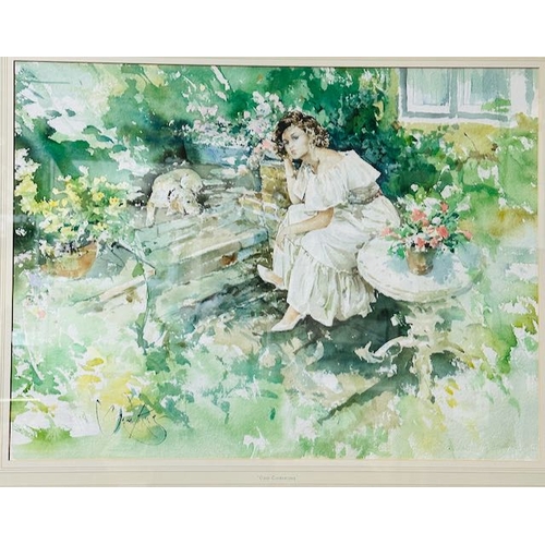 412 - Extra Large Framed Water Colour Good Companions Gordon King - Approx 41 x 34