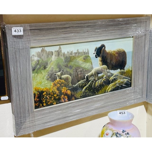 433 - Framed Canvas Print By Keith Glasgow - Sheep At The Castle Approx 26