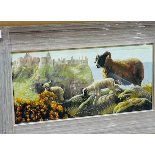 433 - Framed Canvas Print By Keith Glasgow - Sheep At The Castle Approx 26