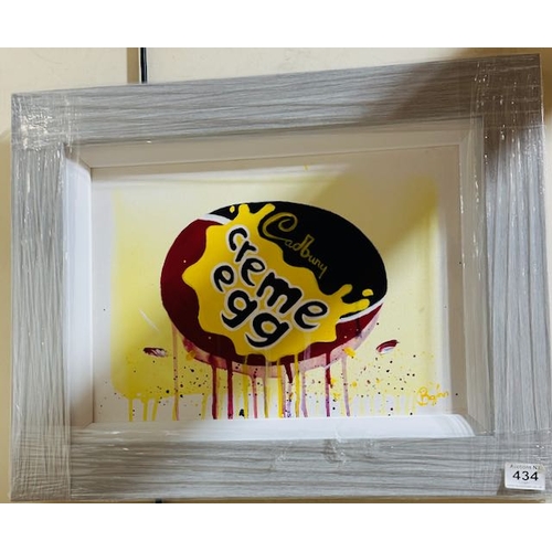 434 - Framed Oil Creme Egg By Boylan - Approx 23 x 18