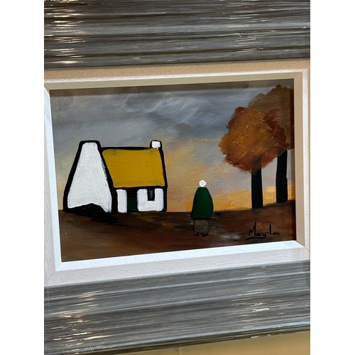 436A - Framed Oil BY Mary Lou - Coming Home - Approx 19 x 16