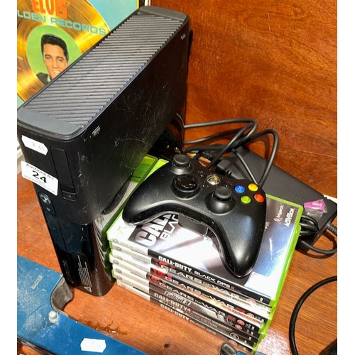 24 - Xbox 360 With Controller & 8 Games