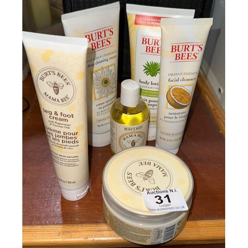 31 - Burts's Bees Deep Cleansing Cream, Facial Cleanser  + Sensitive Body Lotion + Burt's Bees Mama Bees ... 