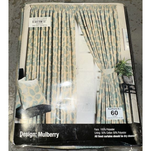 60 - Mulberry Luxury Lined Pencil Pleat Curtains - Duckegg - 46 x 54