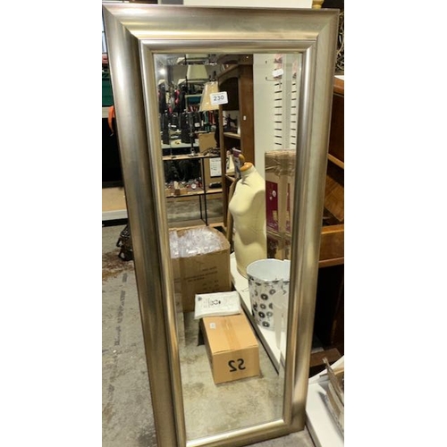 230 - Tall Pewter Coloured Framed Bevelled Mirror - Approx 4'8 x 1'10