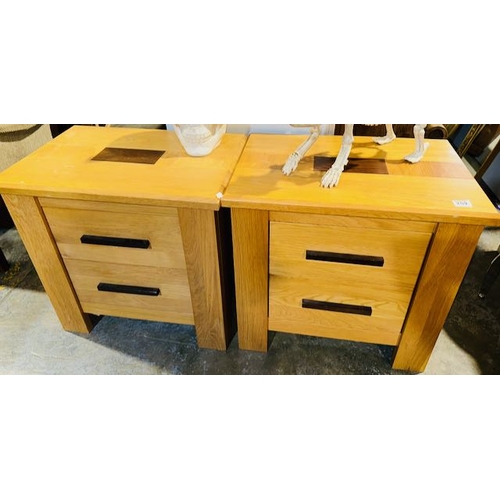 259 - Pair Of Solid Oak 2 Drawer Bedside Units