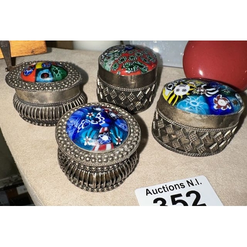 352 - Collection of 4 Ornate Topped Trinket Pots