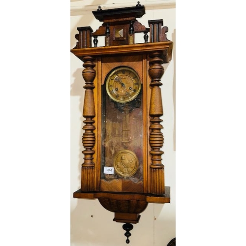 384 - Spring Driven Vienna Wall Clock cLate1800/Early 1900