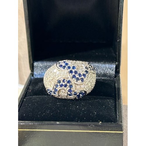 333 - 18k BA Statement Ring Set in Diamond & Sapphire