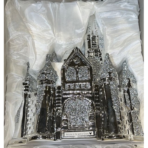 186 - Large Contemporary Crushed Crystal Detail Walt Disney Castle - Boxed