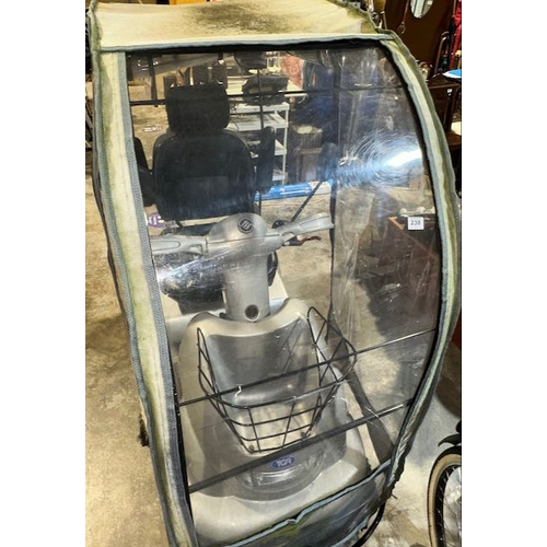 238 - Breeze IV Mobility Scooter with Rain Cover & Front Basket with 12/24v Draper Battery Charger (Not or... 