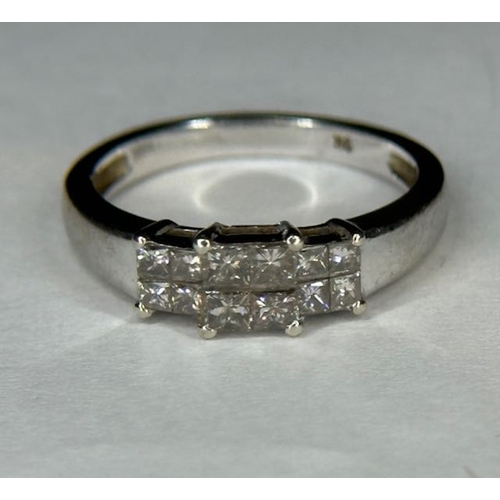 385 - 9k White Gold Diamond Ring