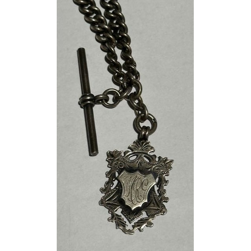 391 - Vintage Silver Albert Chain with Silver Medal