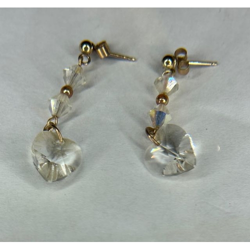 434 - 9ct Detailed Heart Drop Earrings