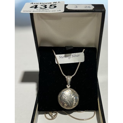 435 - Silver Locket & Chain